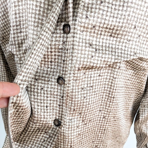 Vintage Linda Allard Ellen Tracy Silk Blouse Top Shirt Button Long Brown 90s 8 - Picture 10 of 14